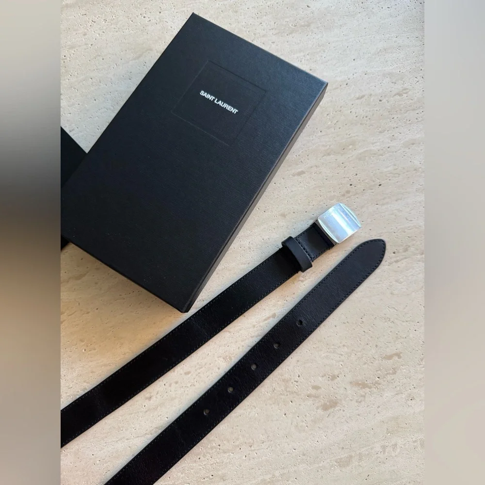 NWT Yves Saint Laurent Black Leather Belt 80cm